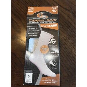 RENFRO PAIR COPPER SOLE CREW SOCKS KILLS PREVENTS ATHLETE'S FOOT LARGE DIABETES